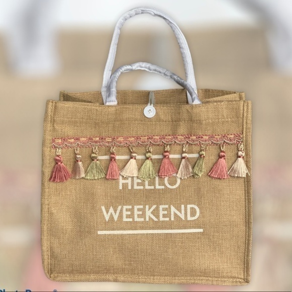 🎉HP🎉 “HELLO WEEKEND” Tote With Tassles